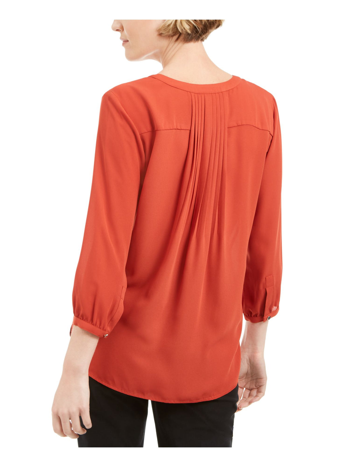 JM Collection Women's Rivet Front Pleated Back Top Orange Size Petite XL