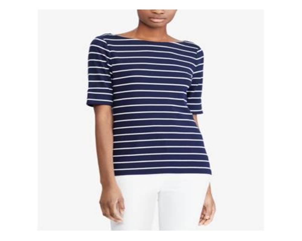 Ralph Lauren Women's Stretch Boatneck Top Blue Size XL