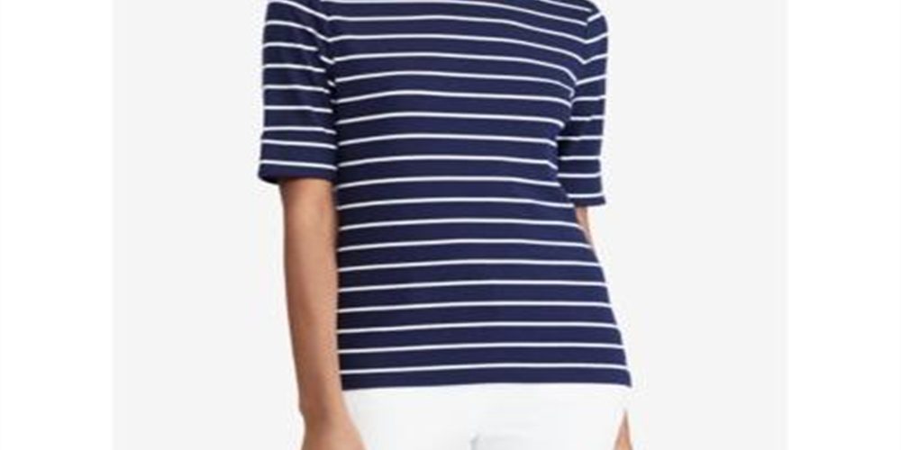 Ralph Lauren Women's Stretch Boatneck Top Blue Size XL