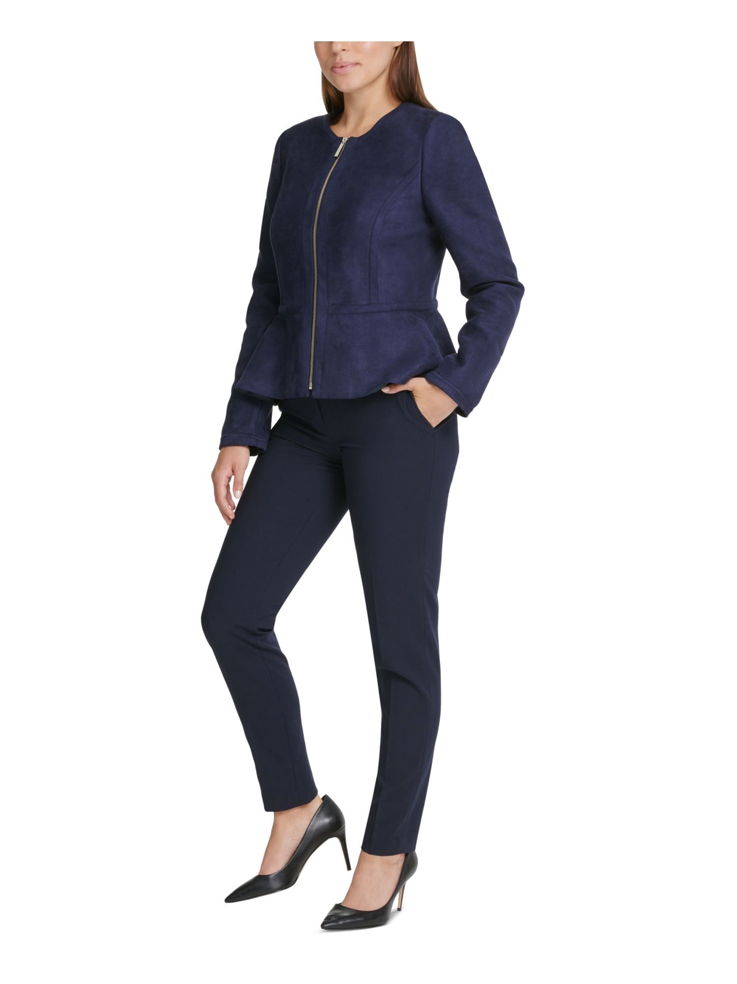 DKNY Women's Zip up Jacket Blue Size 10 Petite