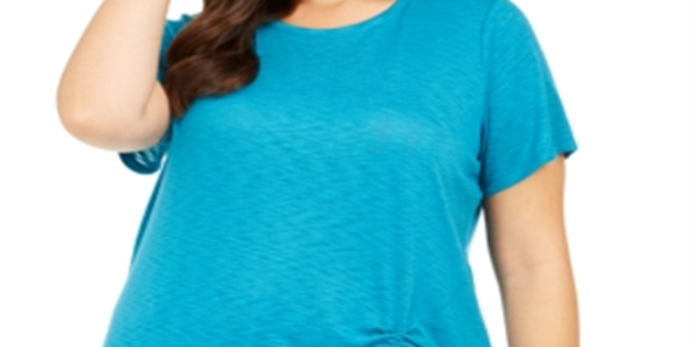 INC International Concepts Women's Plus Ruched Top Green Size 0X