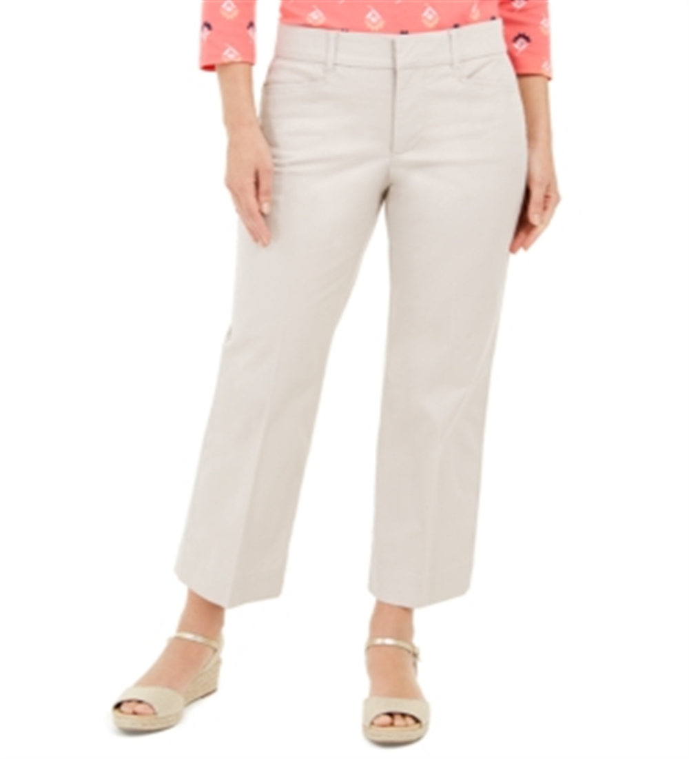 Charter Club Women's Cropped Straight Leg Pants Brown Size 18