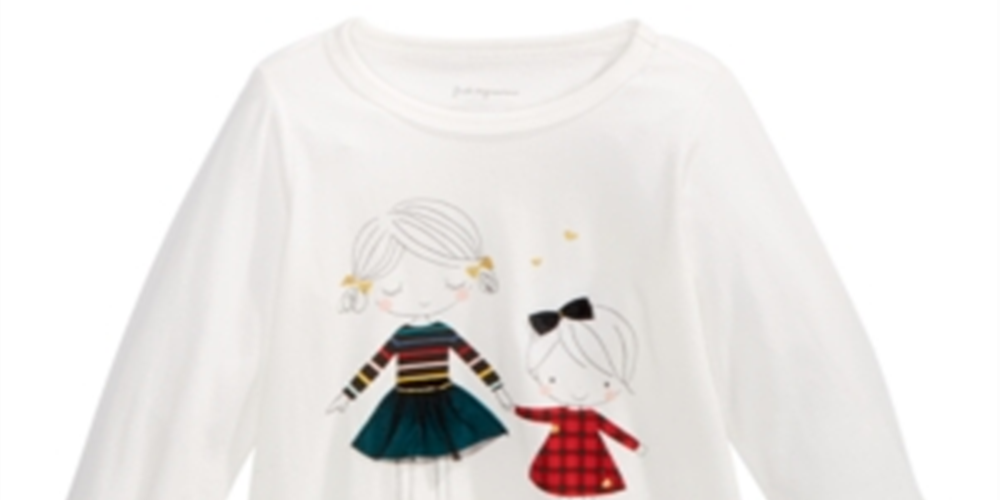 First Impressions Baby Girl's Sisters Print Cotton T-Shirt White Size 18MOS