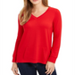 Charter Club Women's French Terry V Neck Tunic Red Size XX-Large