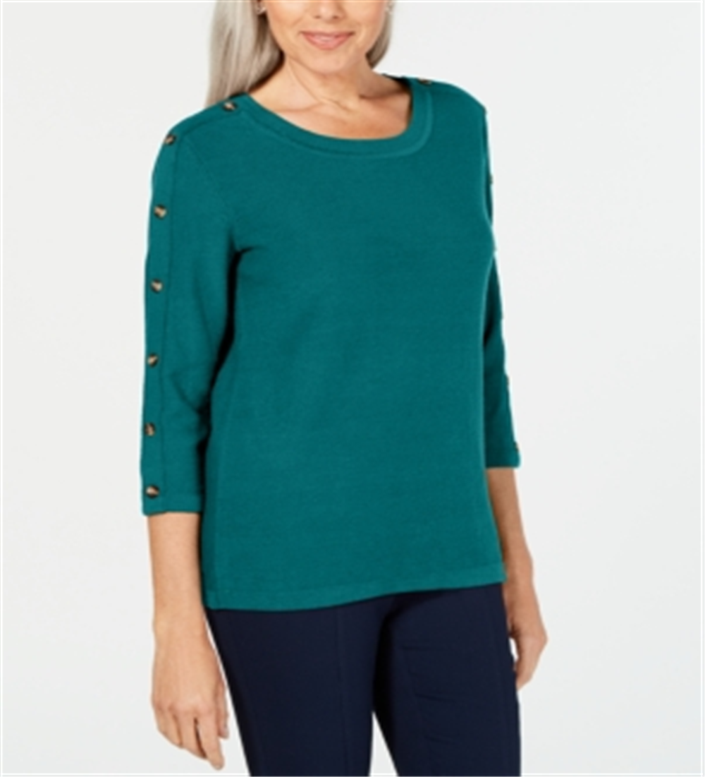 Karen Scott Women's 3/4 Sleeve Sweater Blue Size XX-Large