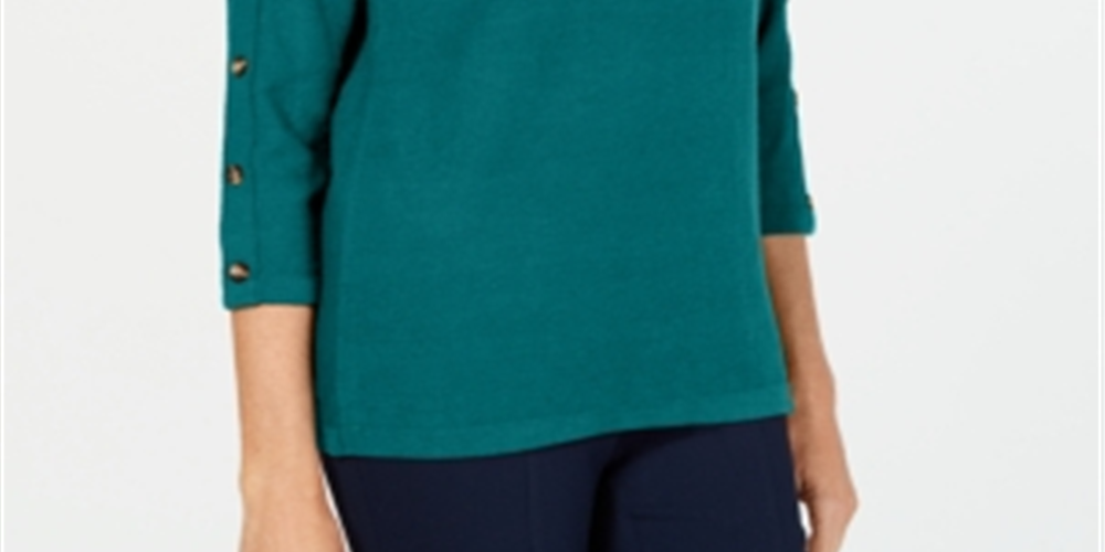 Karen Scott Women's 3/4 Sleeve Sweater Blue Size XX-Large