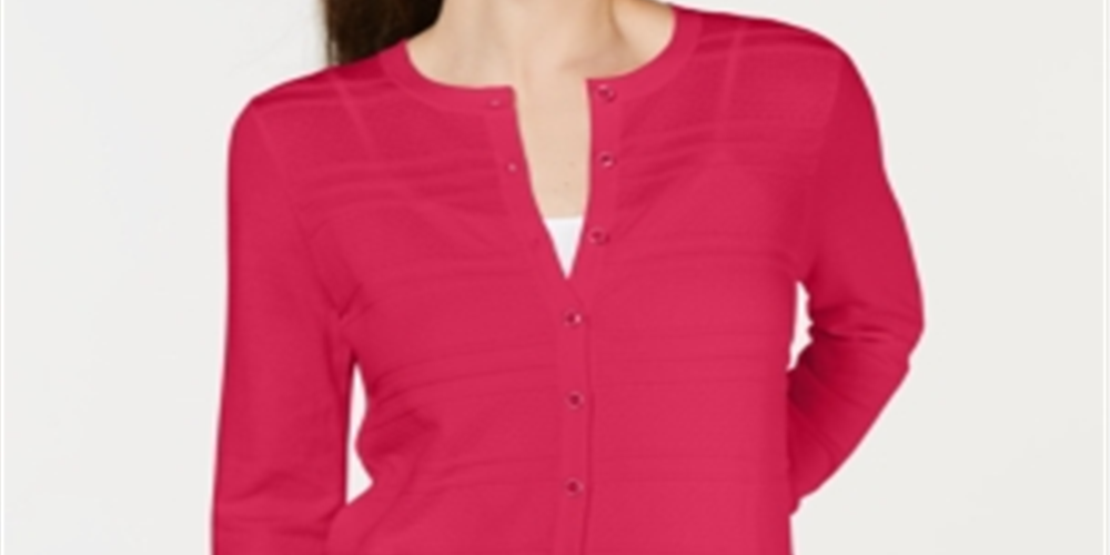 Charter Club Women's Textured Cardigan Red Size X-Small