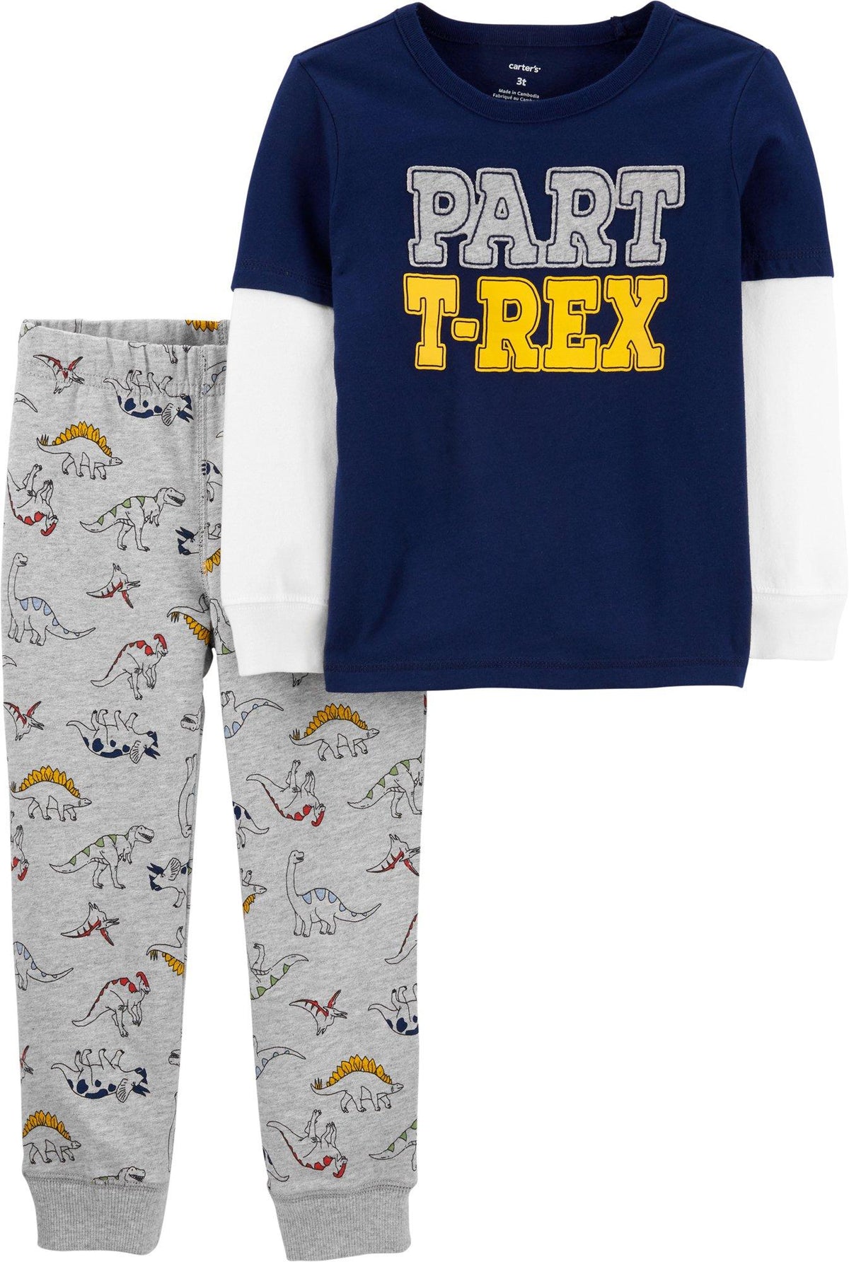 Carter's Baby Boy's 2 Pc Cotton T-Rex-Print T-Shirt & Printed Pants Set Blue Size 12MOS