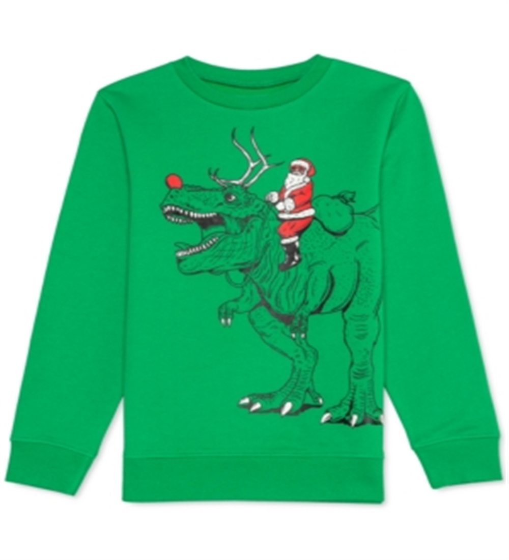 Jem Big Boy's Santa Rex Sweatshirt Kelly Green Size X-Large