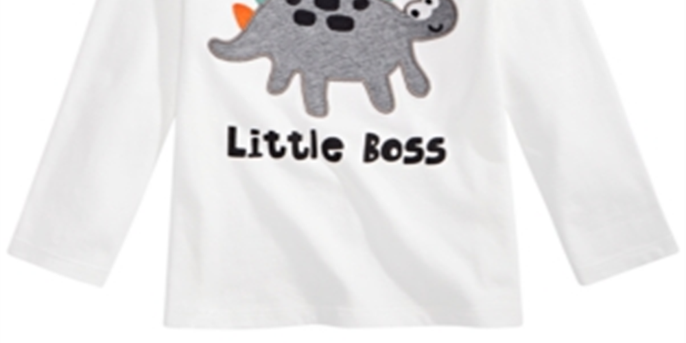 First Impressions Toddler Boy's Little Boss Dinosaur Print Cotton T-Shirt White Size 2T