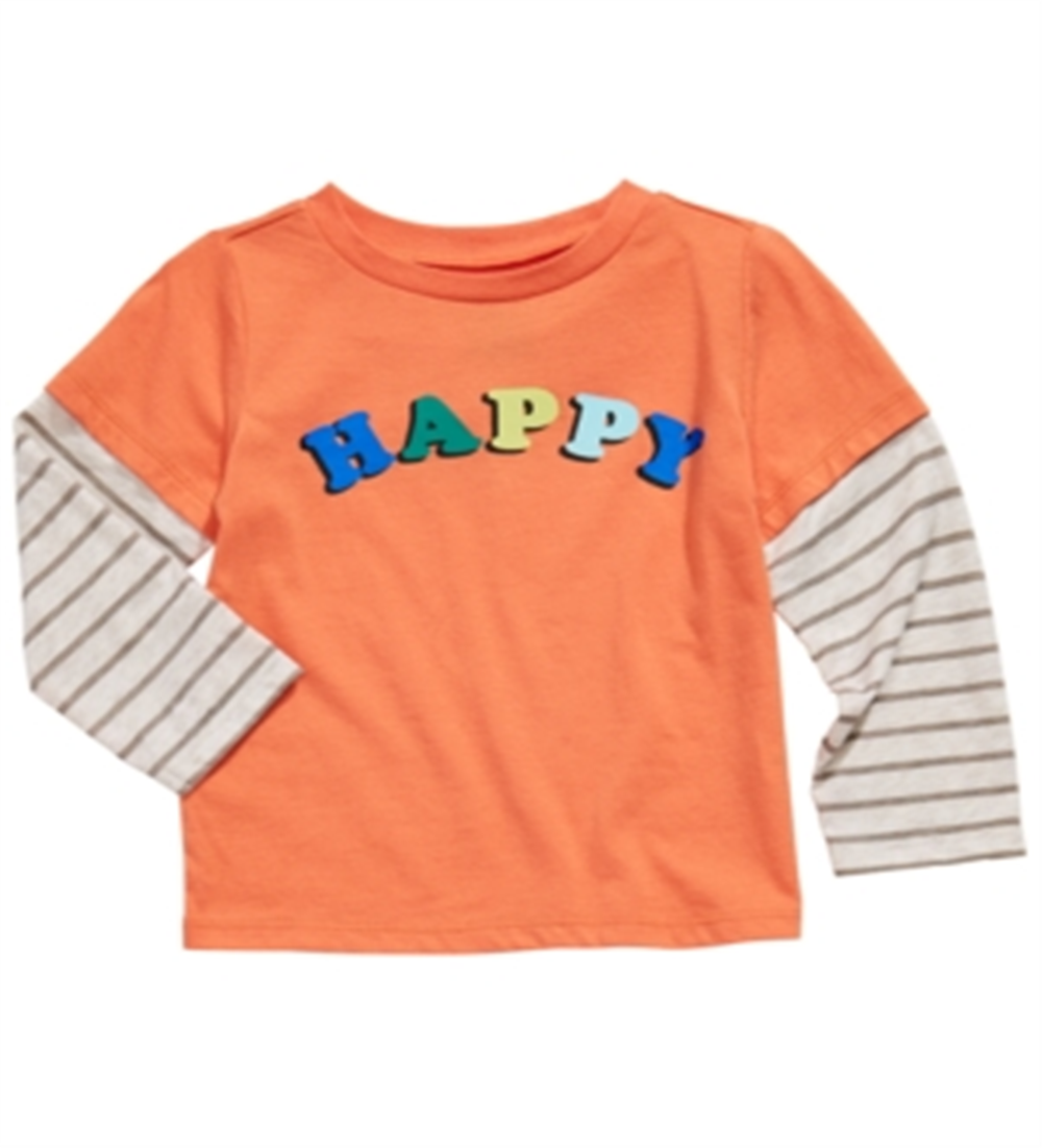 First Impressions Toddler Boy's Happy Print Layered-Look T-Shirt Orange Size 4T