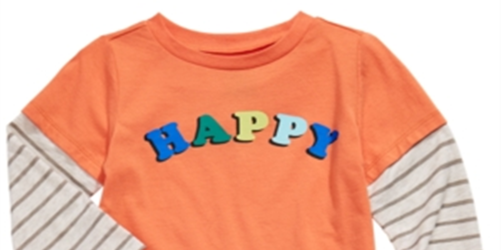 First Impressions Toddler Boy's Happy Print Layered-Look T-Shirt Orange Size 4T