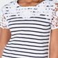 Charter Club Women's Cotton Crochet Striped Top White Size X-Small