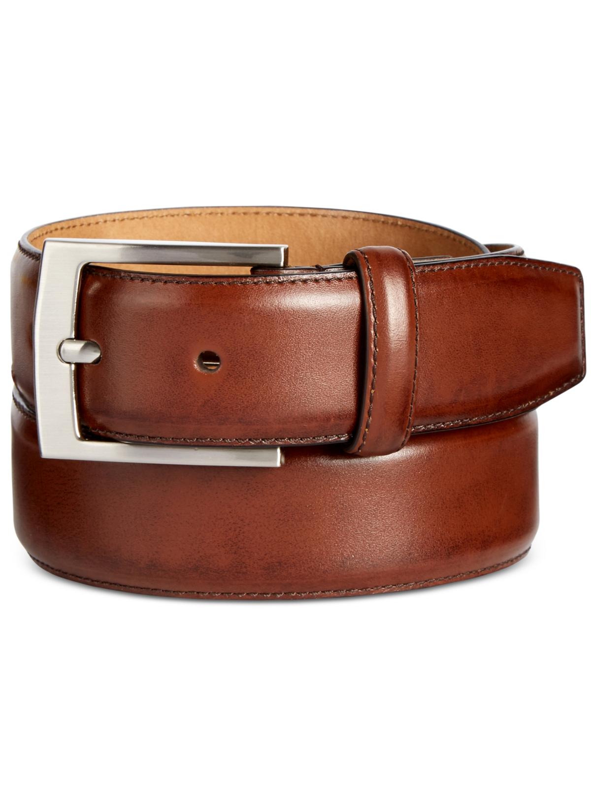 Tasso Elba Mens Leather Professional Dress Belt Brown Size 42