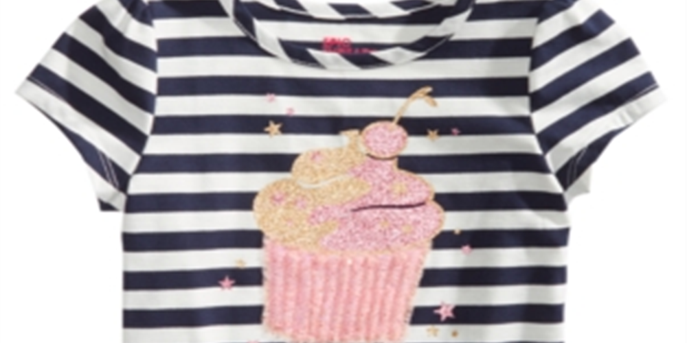 Epic Threads Toddler Girl's Striped Cupcake T-Shirt White Size 3T