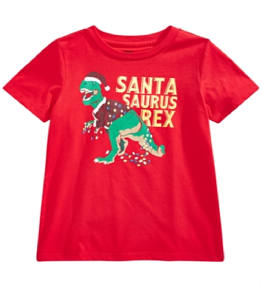 Epic Threads Little Boy's Santa Saurus Print T-Shirt Red Size 7