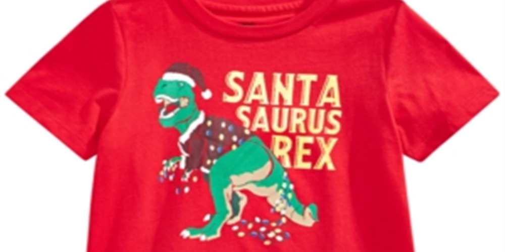 Epic Threads Little Boy's Santa Saurus Print T-Shirt Red Size 7