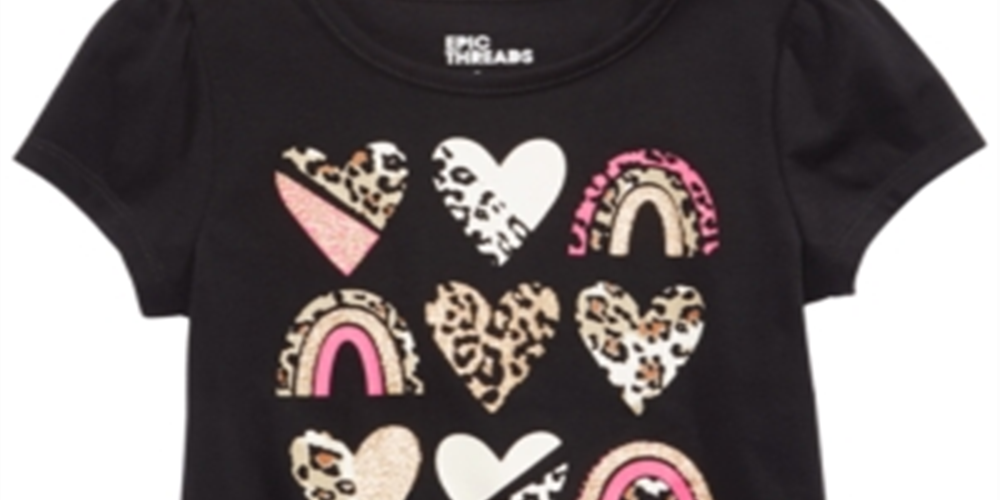 Epic Threads Little Girl's Animal Hearts T-Shirt Black Size 6