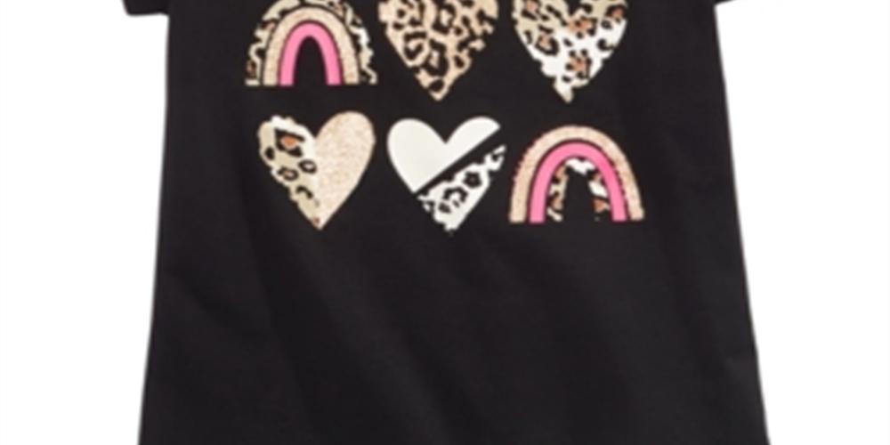 Epic Threads Little Girl's Animal Hearts T-Shirt Black Size 6