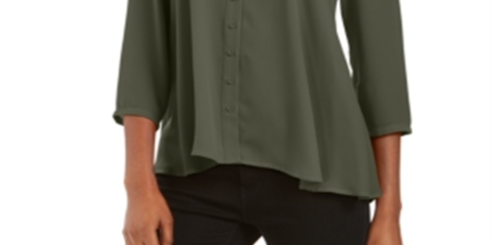 Style & Co Women's Swing Blouse Green Size X-Small