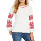 Style & Co Women's Fair Isle Boat Neck Sweater White Size X-Small