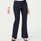 Alfani Women's Faux Leather Trim Wide Leg Trousers Navy Size 26