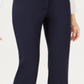 Alfani Women's Faux Leather Trim Wide Leg Trousers Navy Size 26
