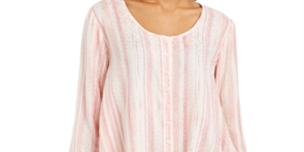 Style & Co Women's Printed Swing Blouse Pink Size Medium