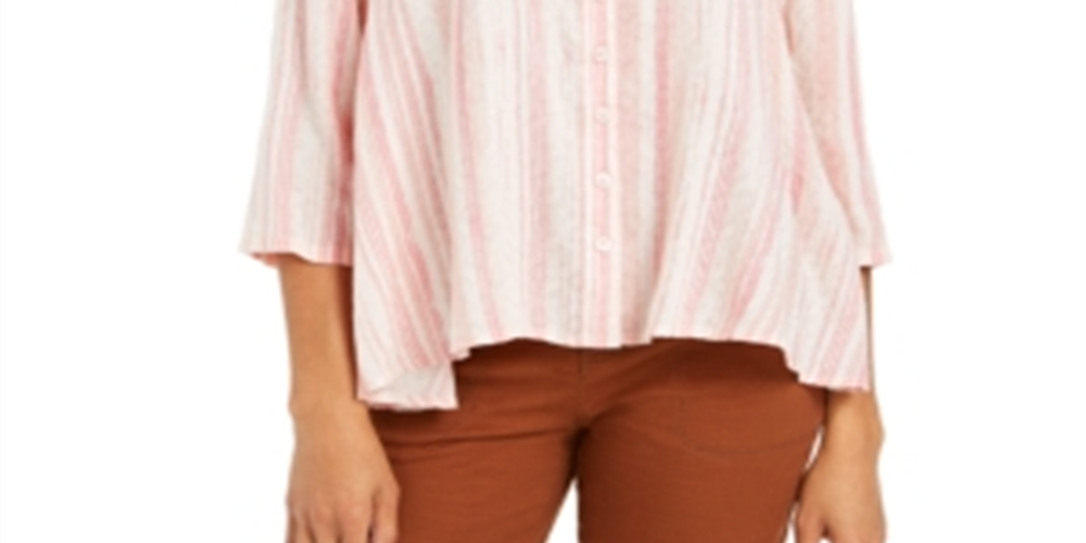 Style & Co Women's Printed Swing Blouse Pink Size Medium