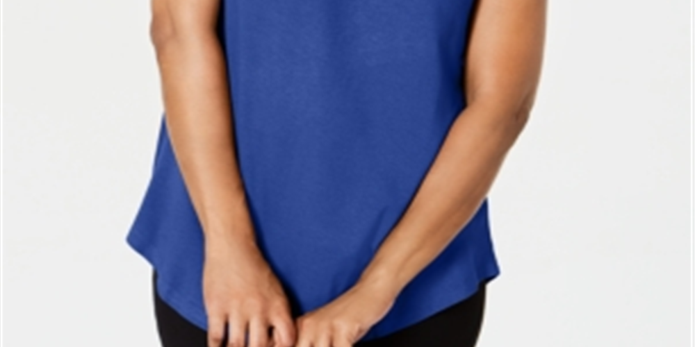 JM Collection Women's Cold Shoulder Swing T-Shirt Blue Size Small