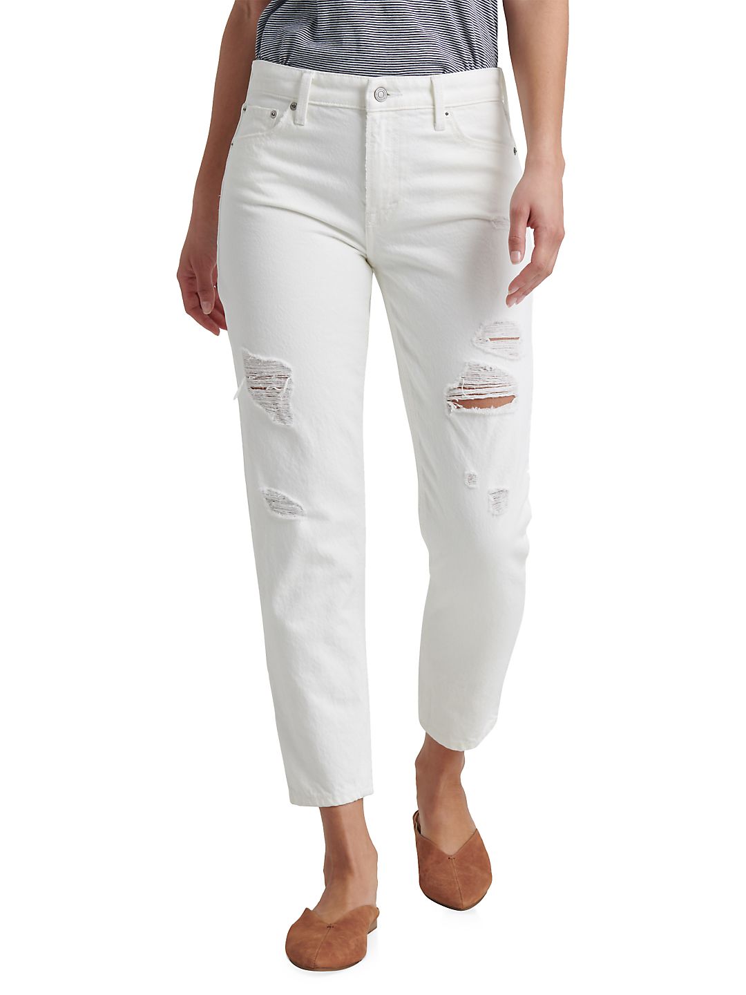 Lucky Brand Women's Distressed Ankle Jeans White Size 25