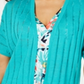 Charter Club Women's Pointelle Pattern Open Front Cardigan Blue Size Large