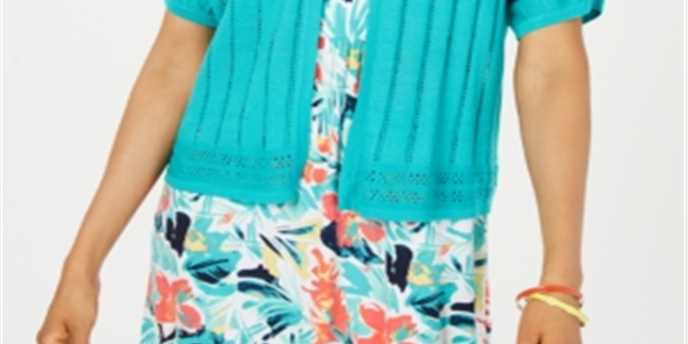 Charter Club Women's Pointelle Pattern Open Front Cardigan Blue Size Large