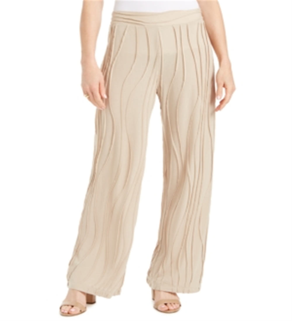JM Collection Women's Wave Knit Pull on Pants Brown Size Medium