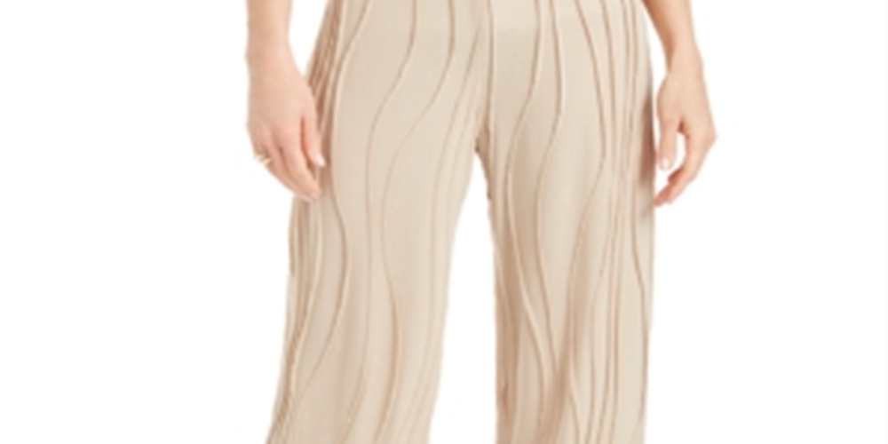 JM Collection Women's Wave Knit Pull on Pants Brown Size Medium