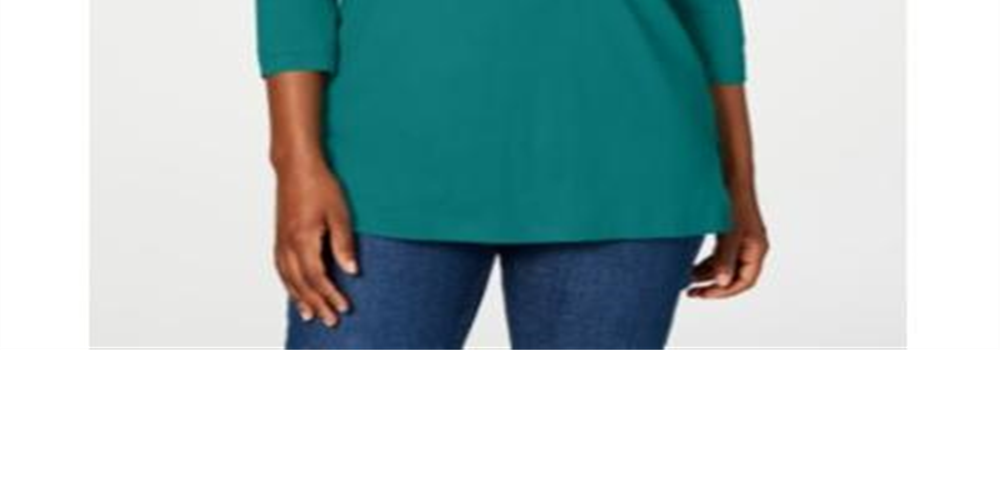 Karen Scott Women's Beaded Top Teal Size Medium