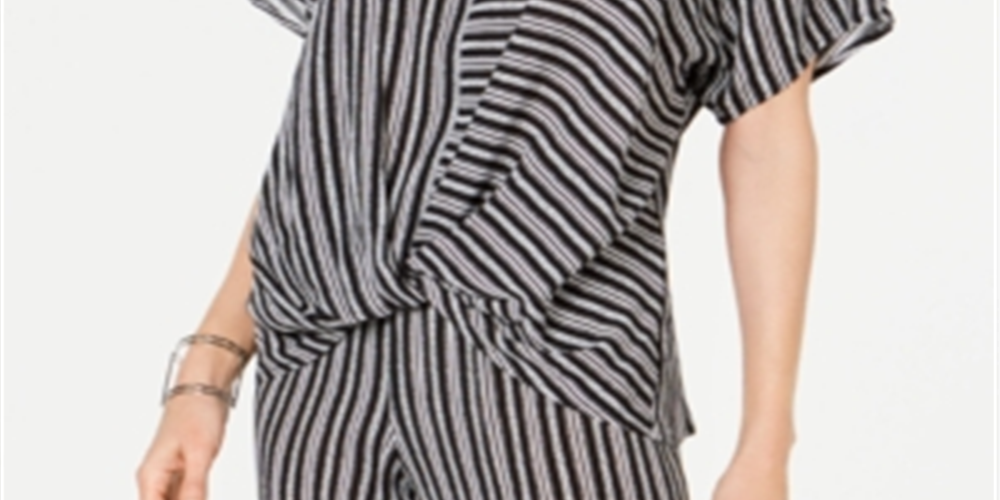 JM Collection Women's Knot Hem Top Black Size X-Large