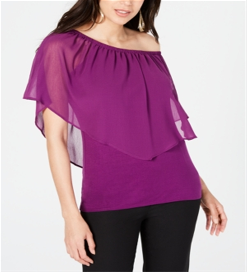 Thalia Sodi Women's Triple Threat Off the Shoulder Top Purple Size Large