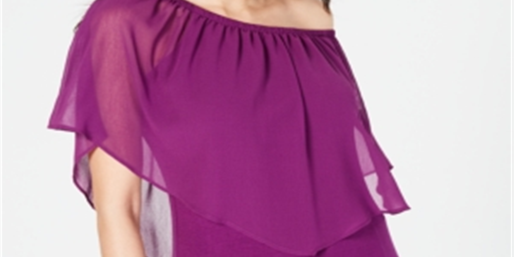 Thalia Sodi Women's Triple Threat Off the Shoulder Top Purple Size Large