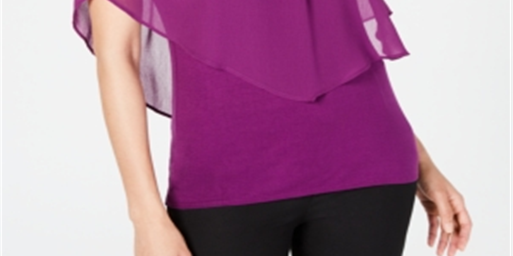 Thalia Sodi Women's Triple Threat Off the Shoulder Top Purple Size Large