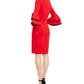 Calvin Klein Women's Bell Sleeve Above the Knee Sheath Evening Dress Red Size 8