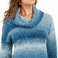 Style & Co Women's Teal Color Block Long Sleeve Turtle Neck T-Shirt Sweater Blue Size Petite Medium