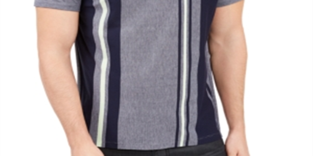 Alfani Men's Regular Fit Vertical Stripe Polo -Blue- Size XX-Large