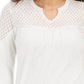 Style & Co Women's Lace Shoulder Top White Size PXL