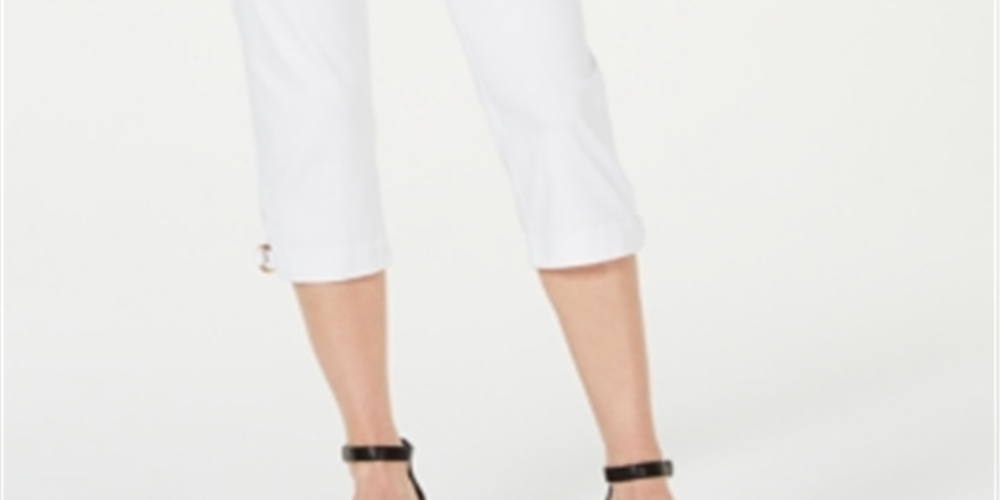 JM Collection Women's Double Ring Hem Capri Pants White Size X-Large