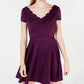 City Studios Women's Short Sleeve Fit Flare Dress Purple Size 13