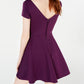 City Studios Women's Short Sleeve Fit Flare Dress Purple Size 13