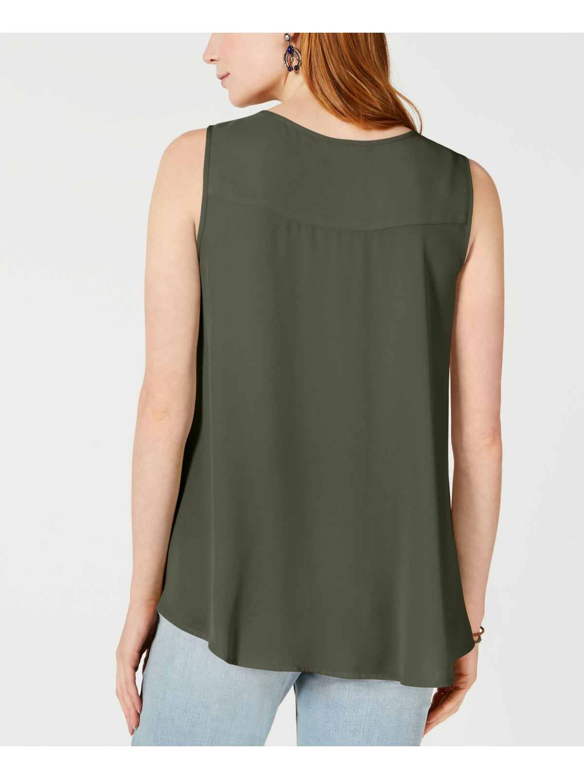 Style & Co Women's Sleeveless Blouse Cocktail Top Green Size X-Large