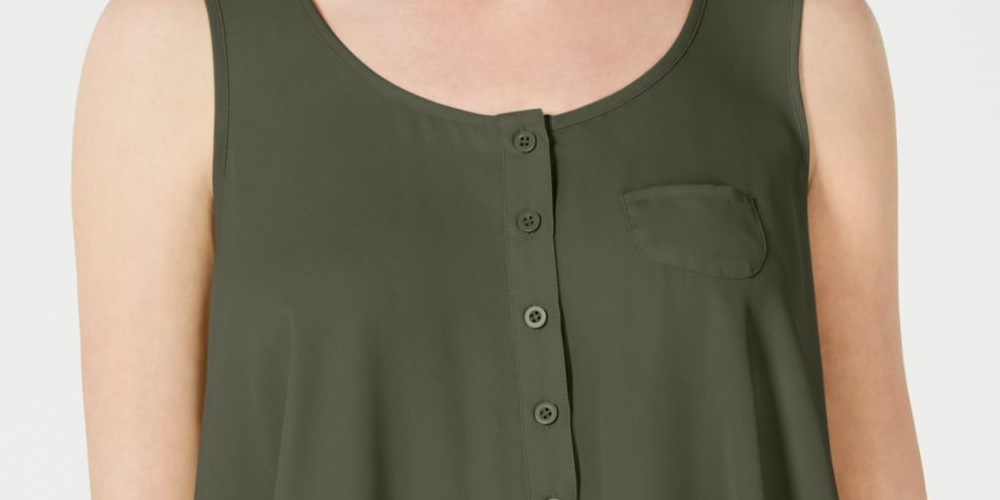 Style & Co Women's Sleeveless Blouse Cocktail Top Green Size X-Large