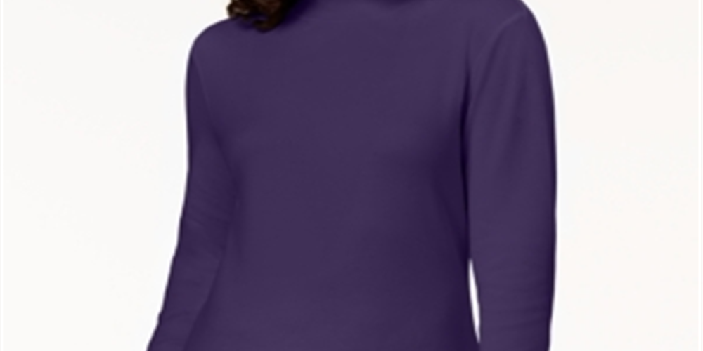 Karen Scott Women's Cotton Mock Neck Top Purple Size XX-Large